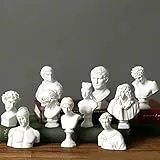 YiYFiT 10Pcs Mini 2,7' Berühmte Büste Statuen, Replik Harz Skulptur Figuren kleinen Kopf Statue Porträts Handwerk für Home Office Décor, Künstler Skizze Zeichnung Spray Farbe