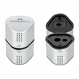 FABER-CASTELL 205043 - Spitzer Grip 2001 3in1, 2 Stück, Anspitzer mit Behälter für Blei- und Buntstifte