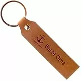 ANKERPUNKT Schlüsselanhänger Leder mit Gravur Beste Oma - Geschenke für Oma, Geschenk zum Geburtstag, Nikolaus, Weihnachtsgeschenke für Omas - dunkelbraun Made in Germany