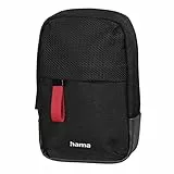 Hama Kameratasche Matera 90M (kleine Fototasche mit Nackengurt und Gürtelschlaufe, Kameratasche für kleine Digitalkameras, Umhängetasche, mit Tragegurt und Zubehörfächern, recyceltes PET) schwarz