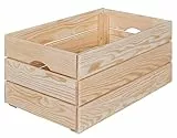 Inter Link - Holzkiste - Stapelkiste massivholz – Aufbewahrungskiste, Für Obst, Gemüse, Wein, Garten, Bad, Spielzimmer – Platzsparend, praktisch – 65 x 31,5 x 23cm Valloni L
