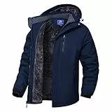 Zoofly Winterjacke Für Herren Winddicht Skijacke Warme Fleece-Futter Snowboardjacke Outdoorjacke softshelljacke Mann Wandern Dunkelblau-L