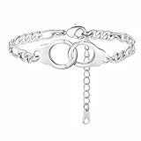 FindChic damen Fußkette Armskette mmit Handschnellen Anhänger Charm Figaro Fußkettchen mit Handschnellen Anhänger