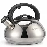 EliteHoff Wasserkessel Induktion – 3L – Edelstahl Teekessel mit Automatischem Pfiff, Flötenkessel Silber, Wasserkocher Induktionsherd, Pfeifkessel für alle Kochplatten (Glänzend, E-5113)