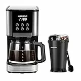 Aigostar Kaffeemaschine mit Mahlwerk, Filterkaffeemaschine+ Elektrische Kaffeemühle (14 Tassen, 1000W, 24h Programmierbar, 2 Stärkeebenen, Warmhaltefunktion)& (60g, 200W, Elektrische Propellermühlen)