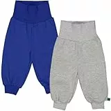 Fred's World by Green Cotton Unisex Sweat Alfa Baby 2-Pack Pants, Star Blue/Pale Grey Melange, 98 EU