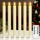 Eldnacele LED Stabkerzen mit Timerfunktion, flackernde Flamme LED Echtwachskerzen mit Fernbedienung, Elfenbein Stabkerzen led 6 Stück (2 x 25CM) für Weihnachtsdeko, Zimmer Deko, Hochzeit und Party