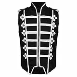 Ro Rox Herren Marschkapellen Weste Schlagzeuger Ärmellos Parade Jacke, Schwarz & Weiß, 3XL
