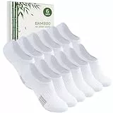 Caldodo Bambus Sneaker Socken Damen 35-38 39-42 Füsslinge Herren, 6 Paar Füßlinge Sneakersocken Sportsocken, Geschenke für Frauen, Laufsocken Unsichtbare Anti Schweiß Socken, Weiß