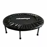 Relaxdays Indoor Trampolin, Ø 95 cm, faltbares Minitrampolin bis 100 kg, Sport & Gymnastik, Fitnesstrampolin, schwarz