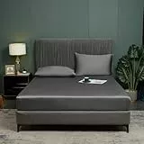 Luowei Bambus Spannbettlaken 180x200 cm Boxspringbett Topper Grau Kühlendes Kuschelig Spannbetttuch 180x200 Weich wie eine Wolke Bambusfaser Bettlaken Für 30CM Hohe Matratzen