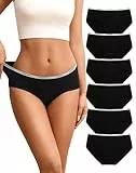 INNERSY Slip Damen Baumwolle Unterhosen Schwarz Taillenslip Frauen Hipster Panties Sport 6 Pack (M, Schwarz)