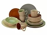 CreaTable, 22563, Serie Urban Jungle, 16-teiliges Geschirrset, Kombiservice aus Steinzeug, spülmaschinen- und mikrowellengeeignet, Qualitätsproduktion