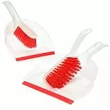 com-four® 2X Kehrgarnitur - rotes Kehr-Set aus Handfeger und Kehrschaufel - farbenfrohes Haushaltsreinigungsset aus Handbesen und Kehrblech (2 Stück - rot)