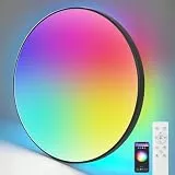 YICALE Deckenlampe mit Fernbedienung RGB Deckenleuchte Kinderzimmer 24W 32CM Deckenlampe Led Dimmbar IP44 Wasserdicht für Schlafzimmer Badezimmer Wohnzimmer, Schwarz