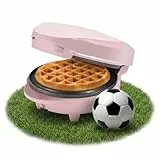 Bestron Mini-Waffeleisen für klassische Waffeln, kleiner Waffelmaker mit Antihaftbeschichtung, für Kindergeburtstage, Familienfeiern, Ostern oder Weihnachten, Retro Design, 550 Watt, Farbe: Rosa