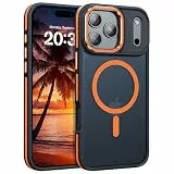 DOMAVER Magnetic Hülle für iPhone 17 Pro Max, für Mag Safe Zubehör, Handyhülle iPhone 17 Pro Max Case - Mattierte Schutzhülle mit Metallschimmer| Perfekter Rundumschutz | Orange