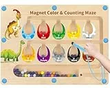 DQMOON Magnetspiel Labyrinth Holzspielzeug – Dinosaurier Montessori Spielzeug ab 2 3 4 5 Jahre, Motorikspielzeug mit Zahlen und Farben, Lernspielzeug Geschenk für Jungen und Mädchen