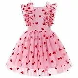FYMNSI Blumenmädchen Kleid Kinder Mädchen Geburtstag Partykleider Valentinstag Prinzessin Tütü Tüllkleid Festliches Hochzeit Abendkleid Taufkleid Hochzeitsgast Sommer Ballkleid Rot Herz 7-8 Jahre