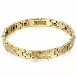 JewelryWe Schmuck Damen Armband, Magnet Therapie Kugel Perle Perlen Wolframcarbid Wolfram Armreif Link Handgelenk Strass Gold