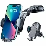 HTU【Upgrade Biegbarer Arm Handyhalter Auto【Starker Saugnapf & Haken】 360°drehbare Handyhalterung für Windschutzscheibe Armaturenbrett Lüftung,KFZ Handy Halterung für iPhone Samsung (Grau)