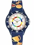 Alienwork Fußball Jungs Lernuhr Kinderuhr Jungen Mädchen Marineblau Silikon-Armband Mehrfarbig Kinder-Uhr Wasserdicht 5 ATM Zeit Lernen