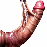 Realistischer Dildo Sex spielzeug für die Frau – 22 cm Analdildos Penis aus Flüssigsilikon mit weicher, gleitender Haut, mobilen Hoden & starkem Saugnapf, ohne Vibration für Frauen und ohne Vibrator.
