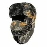 TAGVO Tarnfarbene Trapperhütte Bomber Hut, Fliegermützen für Herren, Winddicht Warm Ohrenklappen Trappermütze mit Windproof Gesichtsmaske, Ushanka Hut für Skifahren Skaten Outdoor Sport Aktivitäten