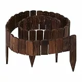 Relaxdays Beeteinfassung, 200 cm lang, flexibel, Sichthöhe: 10 cm, zum Stecken, Holz, Beetzaun, Rasenkante, Dunkelbraun