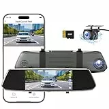 【2023 Version】 CHORTAU Spiegel Dashcam 7 Zoll Touch Screen Full HD 1080P, Weitwinkel Frontkamera und wasserdichte Rückfahrkamera, Auto Kamera mit Notrufaufzeichnung,Reverse Monitor System