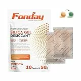 50Gram x 10Packet Fonday Rechargeable Silica Gel Desiccant Packets Food Grade Fast Reactivate Moisture Indicating Orange to Green