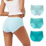 INNERSY Unterhosen Damen Nahtlos Mikrofaser Hipster Pantys ohne Naht Seamless Slips Mehrpack 3 (L, Serie Sommerblau)