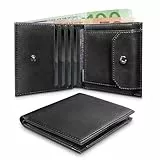 UNOSEKS Geldbörse Herren - Portmonee mit RFID Schutz, Bifold Geldbeutel Klein, Slim Wallet mit Münzfach, Kreditkartenetui für 4 Karten (Schwarz)