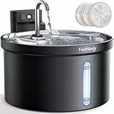 Katzenbrunnen Kabellos 3,5L-FEELNEEDY Trinkbrunnen für Katze mit Bewegungssensor-Batteriebetrieben Wasserbrunnen-4000 mAh Akkukapazität-304 Edelstahl Wasserschale-Pumpe Leise-mit 3 Filter-Schwarz