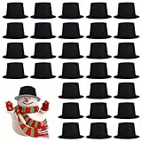 BENECREAT 50 Stück 65 mm Schwarze Mini-Zylinder, Miniaturhüte Aus Kunststoff Samthüte Mini-Formelle Hüte Bowler-Hut Zum Basteln, DIY, Haustier-Hut, Weihnachtsfeier, Haardekoration