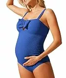 Maacie Schwangerschafts Badeanzug Einteilig Elegant Leicht Bequem Bewegungsfrei Sexy Dunkelblau M MC0379S24-07