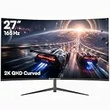 Great voell 27 Zoll Curved Gaming Monitor, QHD(2560 x1440), 165Hz, FreeSync, PC Bildschirm, VA Panel 4000:1, 98% sRGB, HDR10, 1800R, HDMI DP, VESA, Monitor 27 Zoll für Gaming und Alltag