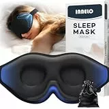 INNELO Schlafmaske für Frauen Herren, Seitenschläfer 100 % lichtdicht, 2026 Neuheit 3D Schlafbrille mit vertieftem Augenbereich, schont Wimpern, weich & bequem, inkl. Beutel, ideal für Reisen, Schwarz
