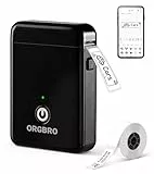 ORGBRO X1 Etikettendrucker, Etikettiergerät Mini Bluetooth Thermal Labeldrucker Selbstklebend Beschriftungsgerät, Tragbarer Label Maker für iOS/Android, Etikettiermaschine für Zuhause, Büro (Schwarz)