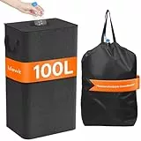 Lifewit 100L Pfandflaschen Sammelbehälter mit Deckel, Groß Pfandflaschen Aufbewahrung, Behälter Leergut & Altglas Aufbewahrung, Flaschensammler mit Loch Küche Abstellraum Flaschentasche, Dunkelgrau