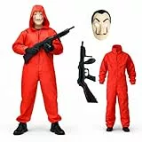 TK Gruppe Timo Klingler Haus des Geldes Kostüm Set - 3 in 1 Unisex für Erwachsene Unisex mit Dali Salvador Maske, Gewehr, Anzug für Fasching & Halloween (160-180 cm (XL))