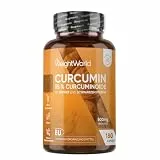 Curcumin Kapseln - 500 mg (50:1) Kurkuma Extrakt, entspricht 25.000 mg Kurkuma - 6 Monate Vorrat - 180 Kapseln - Kurkumin 95% mit Schwarzer Pfeffer & Ingwer - 1 Kapsel pro Tag - WeightWorld