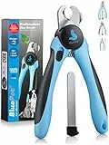 BluePet Krallenschere mit Schutz für Hunde & Katzen I Einsteigerfreundlich I Krallenzange für kleine & große Krallen + Krallenfeile im Griff - Alternative zu Nagelschere & Krallenschleifer