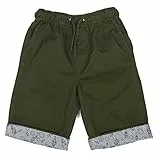 BIENZOE Jungen Baumwolle Köper Elastisch Taille Short Grün Größe 16