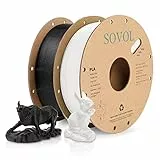 Sovol PLA Filament 1.75mm, 3D Drucker Filament 2kg Spule (4.4LBS), Maßgenauigkeit +/- 0.03mm, Neatly Wound Filament, PLA Schwarz + Weiß