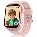 4G Smartwatch Kinder, IP68 Kinder Smartwatch mit GPS und Telefon, HD Videoanruf, SOS-Anruf, Schulmodus, Spiel, Wecker, SIM, Handy, Smart watch Wasserdicht Kinderuhr Geschenke für Mädchen Jungen, Pink