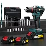 Akkuschrauber Bürstenlos 21V Akku Bohrschrauber Set 35+3 Drehmomentstufen Klein Akkubohrer 55N.m mit 2*2.5Ah Akku und Ladegerät Bohrmaschine mit 1/2' (13mm) selbstverriegelnde Bohrfutter Tragetasche