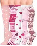 HIPOWER 5 Paar Kompressionsstrümpfe Damen und Herren Bunte Stützstrümpfe Sport Kompressionssocken Stützkniestrümpfe Reisestrümpfe Compression Sock Für Flug Radsport