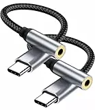 YLLZI 2 Stück Adapter USB C auf Klinke, USB C auf 3,5 mm Kopfhörer-Adapter für iPhone 16 15 Pro Max Plus, Jack Audio Adapter für Samsung Galaxy S24 S23 Ultra Note 20 A54, für Huawei P50 P40, Pixel 4/3