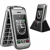 artfone G6 4G Seniorenhandy Klapphandy ohne Vertrag,GSM Großtasten Mobiltelefon SOS Notruffunktion,Taschenlampe,FM Radio,2.4 Zoll Dual Display Handy für Senioren,1300-mAh-Batterie (mit Ladestation)
